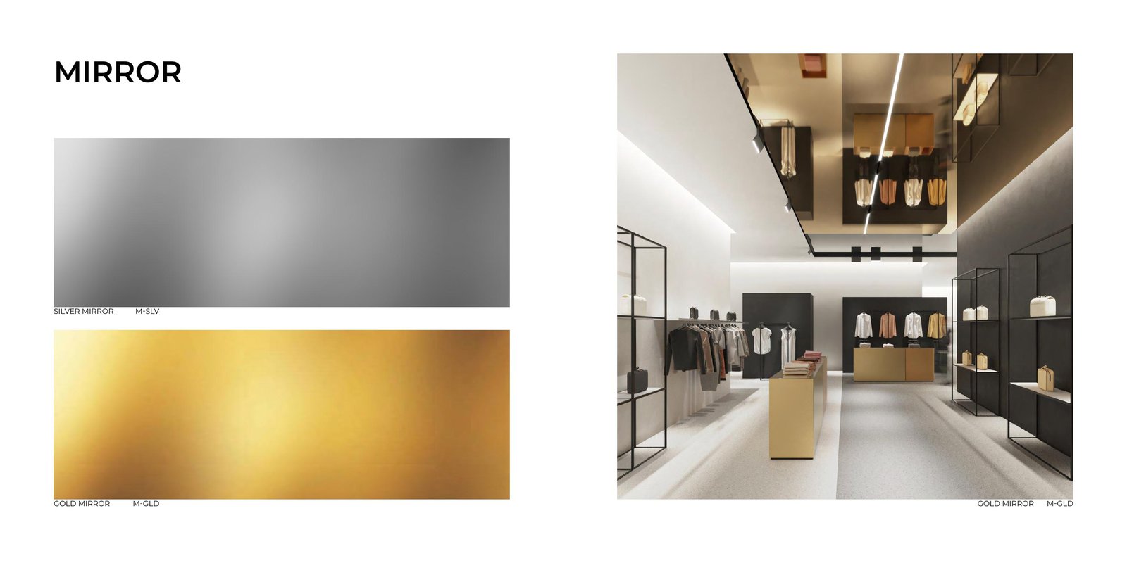 Mirror gold and silver stretch ceiling membrane