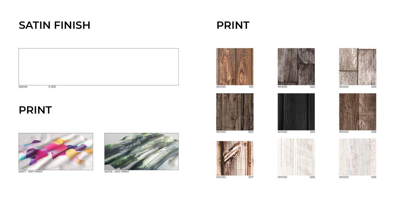 Satin finish and printed stretch ceiling membrane